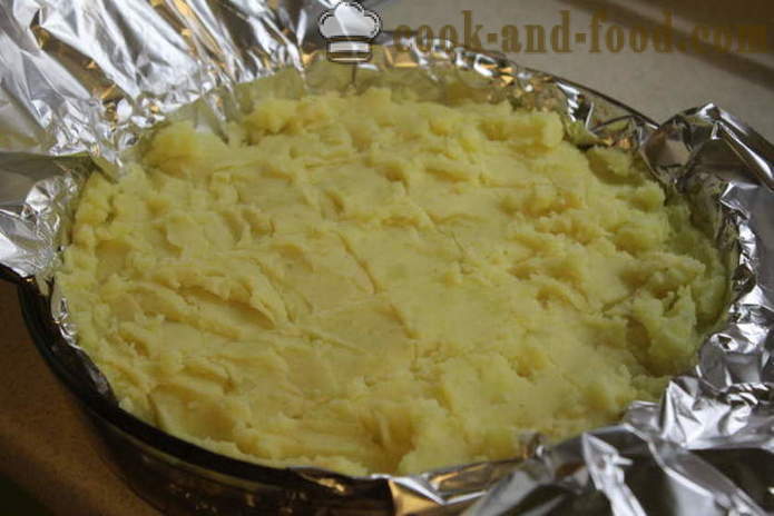 English ziemniaków ciasto z mięsem i grzybami - jak gotować garnek z ziemniakami i mięsem, z krok po kroku przepis zdjęć