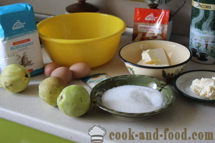 Ciasto gruszkowe ciasto - jak upiec ciasto z gruszkami, kremem i suflet w piecu, z krok po kroku przepis zdjęć