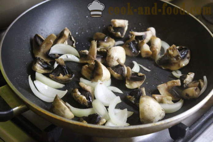 Ciepłe grzybów Sałatka z ziemniakami - jak zrobić ciepłą sałatkę ziemniaczaną z grzybami, krok po kroku przepis zdjęć