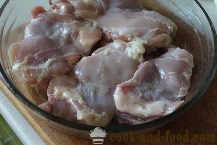 Udo kurczaka bez kości z grzybami w piekarniku - jak gotować pyszne ud kurczaka w piekarniku, z krok po kroku przepis zdjęć