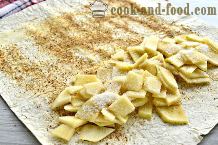 Strudel jabłkowy lavash - jak gotować strudel pita w piecu, z krok po kroku przepis zdjęć