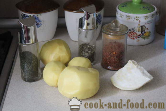 Ziemniaki i seler w piekarniku - jako smaczne warzyw piec w piekarniku, z krok po kroku przepis zdjęć