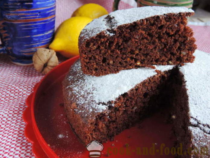 Najprostszym czekoladowe ciasto z marchwi z olejem roślinnym - jak gotować marchew ciasto w piekarniku, z krok po kroku przepis zdjęć