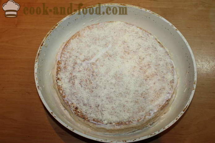 Sernik z cienkiej pita z piersi kurczaka - Jak zrobić ciasto z lavash z nadzieniem w piekarniku, z krok po kroku przepis zdjęć