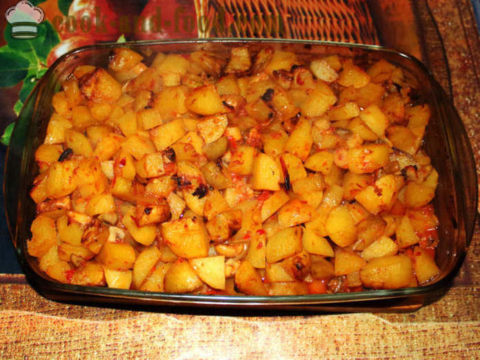 Ziemniaki z grzybami pieczone w piekarniku - jak pieczonych ziemniaków z grzybami, krok po kroku przepis zdjęć