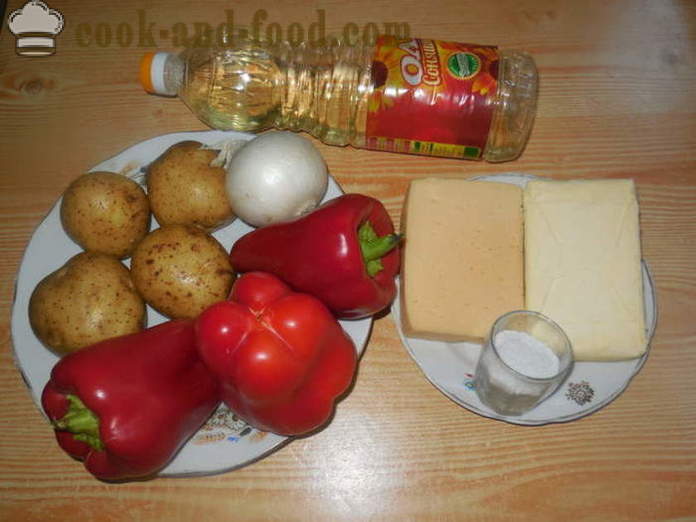 Papryki nadziewane ziemniakami i pieczone w piekarniku - jak gotować nadziewane papryki z ziemniakami i serem, z krok po kroku przepis zdjęć
