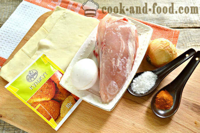 Home Samsa ciasto francuskie z kurczakiem - Jak przygotować warstwową samsa z kurczakiem, krok po kroku przepis zdjęć