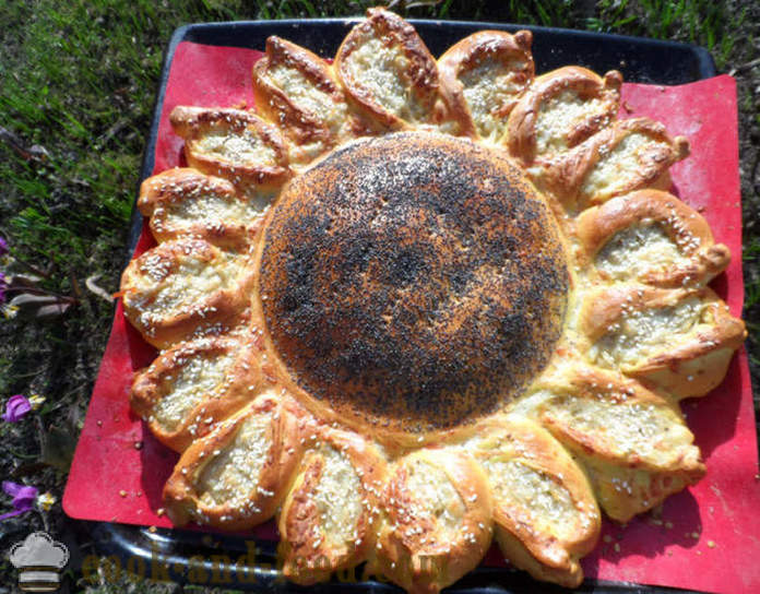Mięso snack-ciasto Sunflower - jak zrobić ciasto drożdżowe, słonecznik, krok po kroku przepis zdjęć