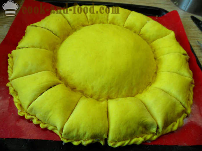 Mięso snack-ciasto Sunflower - jak zrobić ciasto drożdżowe, słonecznik, krok po kroku przepis zdjęć