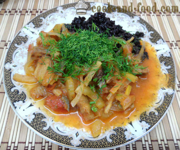 Gulasz rybny z warzywami i danie ryż - jak gulasz rybny z warzywami w multivarka, krok po kroku przepis zdjęć