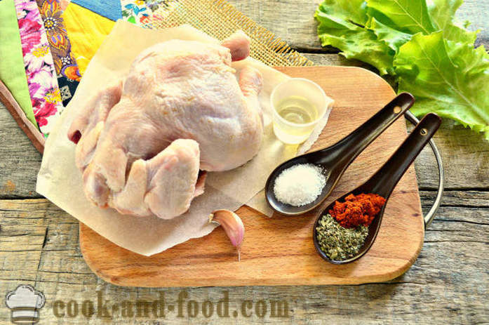 Kurczak pieczony w rękawie całkowicie - jak upiec kurczaka w piekarniku, z krok po kroku przepis zdjęć