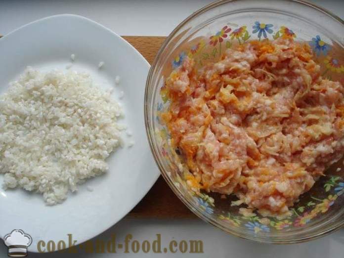 Dietetyczne pulpety dla pary - jak gotować klopsiki z ryżem i mięsa mielonego w multivarka, krok po kroku przepis zdjęć