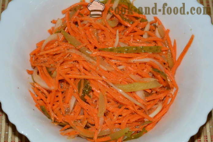 Prosta sałatka z koreańskiej marchewki i ogórka - jak gotować koreański sałatka z marchewki i ogórków, z krok po kroku przepis zdjęć