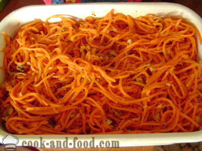 Koreańska sałatka z marchewką i orzechami - jak gotować pyszne sałatki z marchwi i orzechów, z krok po kroku przepis zdjęć