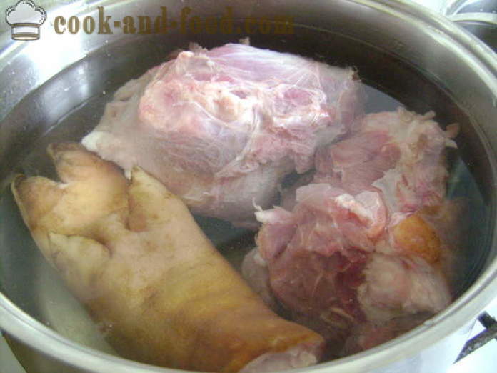 Galarecie mięso i domowy salceson - przygotowanie galarecie mięso i salceson, aby w domu, krok po kroku przepis zdjęć