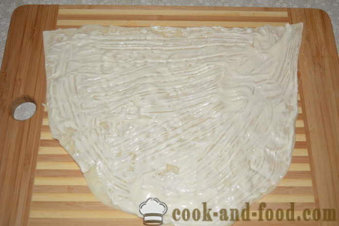 Prosty rolka chleb pita z szproty, sery i jaja - jak gotować bochenek chleba pita z szproty, krok po kroku przepis zdjęć