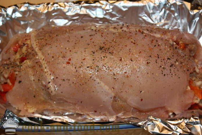 Pierś kurczaka pieczeń faszerowana grzybami i mięsem mielonym w piekarniku - jak gotować pieczeń w domu, krok po kroku przepis zdjęć