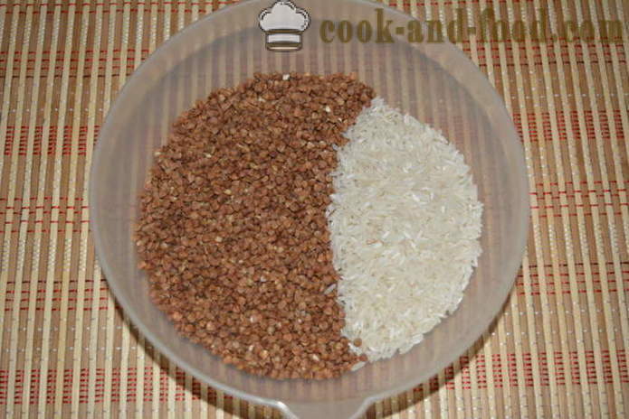 Gryka z ryżu i mięsa w multivarka - jak zaparzyć ryż z kaszą gryczaną w multivarka, krok po kroku przepis zdjęć