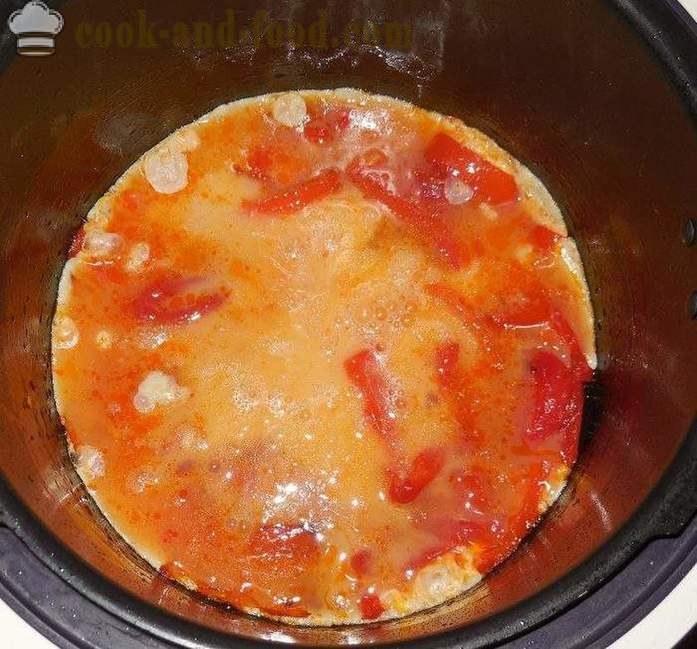 Omlet z pomidorami w multivarka - jak gotować omlet w multivarka, krok po kroku przepis zdjęć