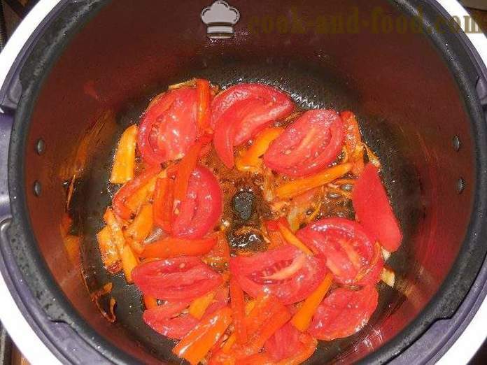 Omlet z pomidorami w multivarka - jak gotować omlet w multivarka, krok po kroku przepis zdjęć