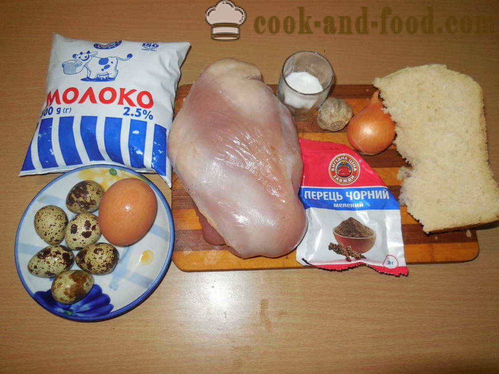 Rolka mięso parowa z jaj przepiórczych - jak gotować pieczeń z jajkami dla pary, z krok po kroku przepis zdjęć