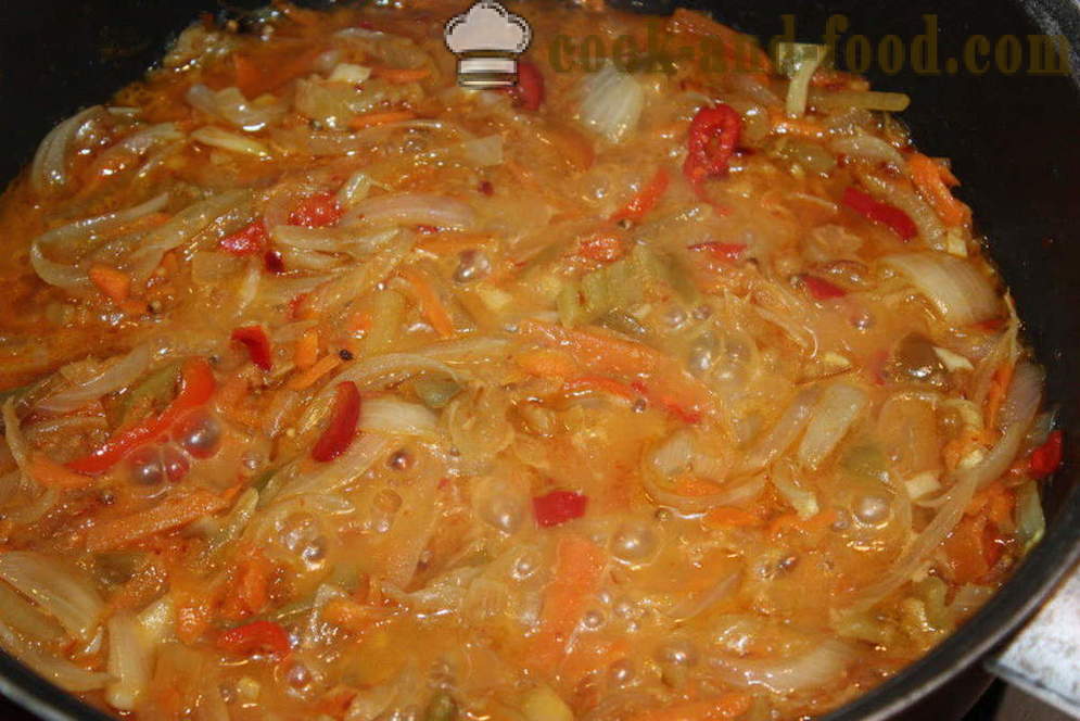 Ciepłe soczewica sałatka z kurczakiem i warzywami - jak gotować ciepłą sałatkę z soczewicy, krok po kroku przepis zdjęć