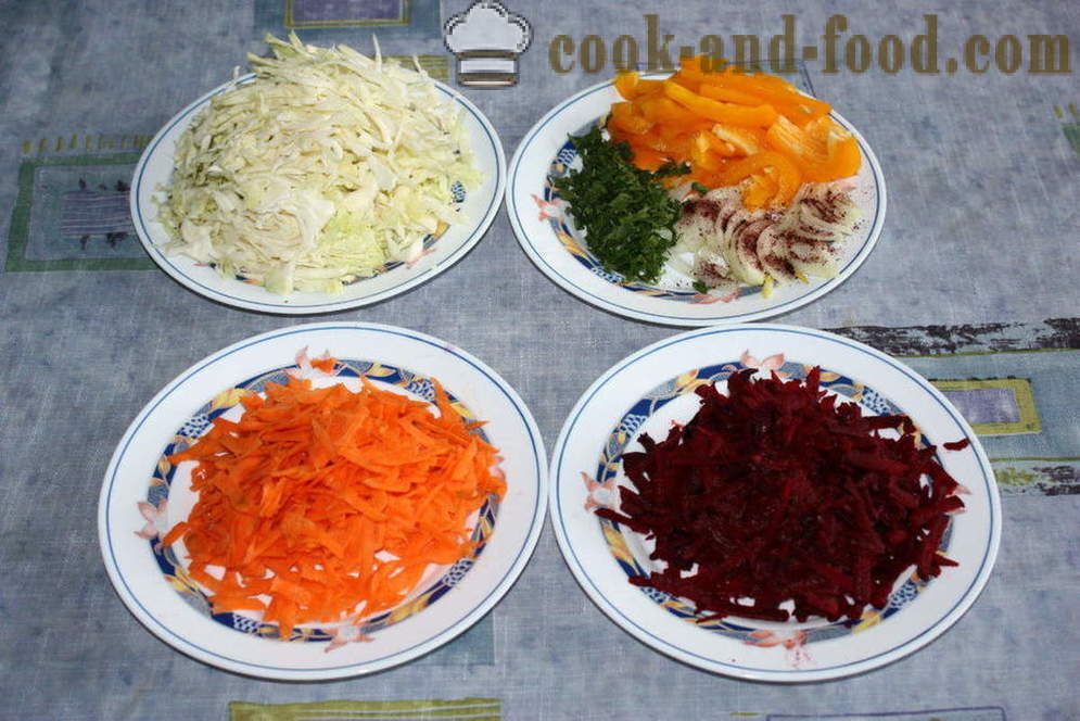Sałatka witaminy kapusta i inne warzywa świeże - jak zrobić sałatkę z kapusty witaminy, krok po kroku przepis zdjęć