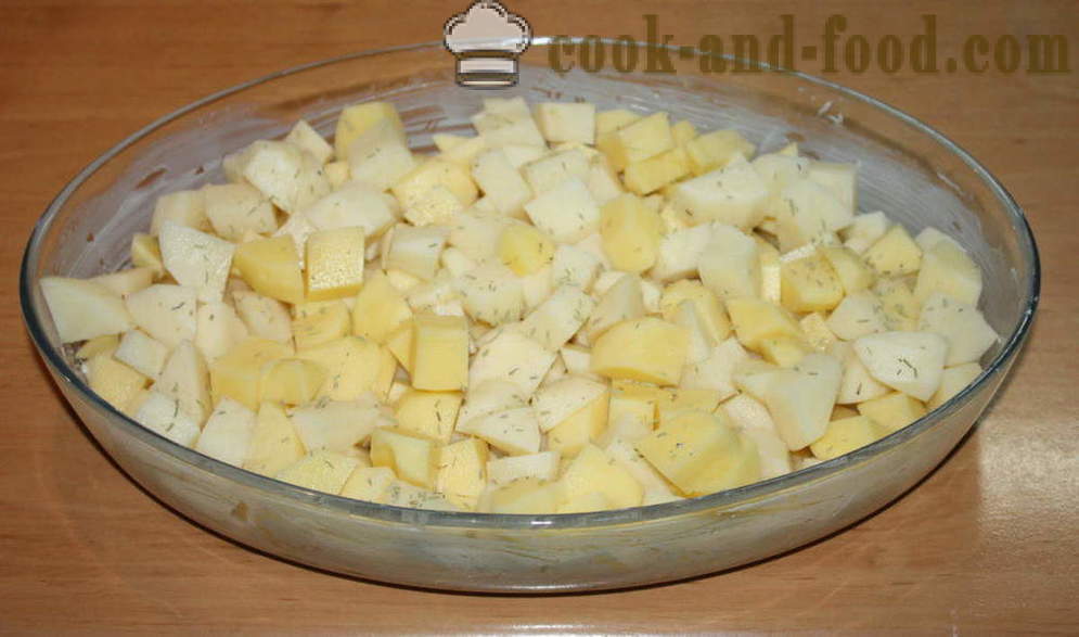 Pieczone ziemniaki z grzybami w śmietanie - jak gotować ziemniaki z grzybami w piekarniku, z krok po kroku przepis zdjęć