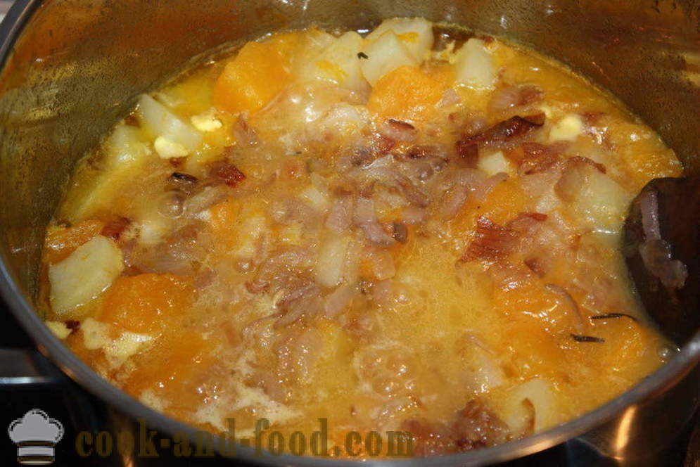 Krem z dyni z klopsikami - jak gotować zupy puree z dyni, krok po kroku przepis zdjęć