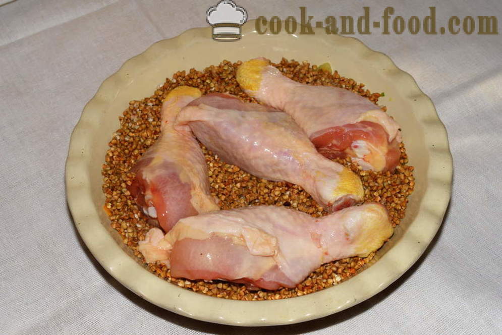 Gryka kurczaka pieczone w piekarniku - jak gotować kurczaka z gryki w piecu, z krok po kroku przepis zdjęć