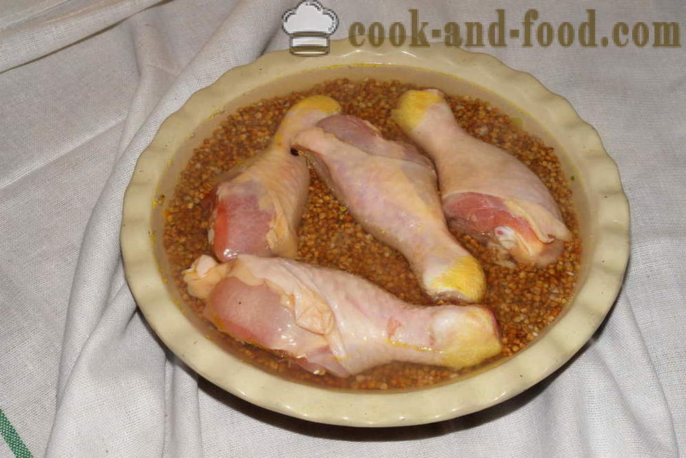 Gryka kurczaka pieczone w piekarniku - jak gotować kurczaka z gryki w piecu, z krok po kroku przepis zdjęć