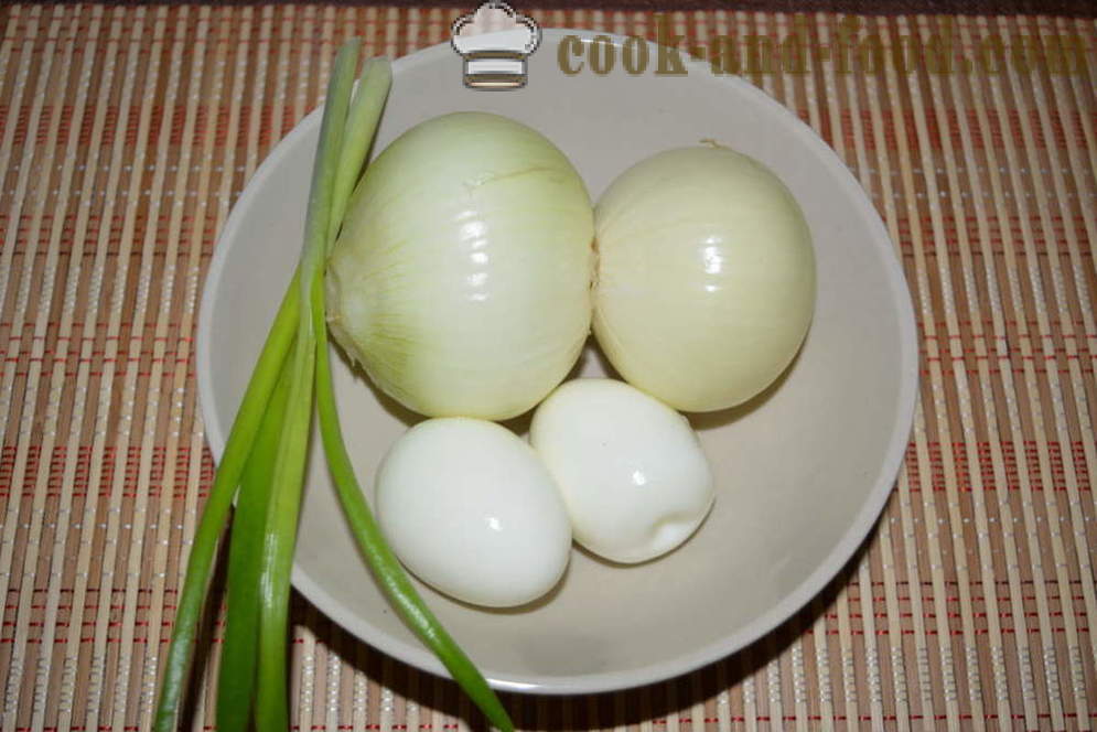 Cebula sałatka z cebuli z jajkiem i majonezem - jak gotować sałatki cebulę, krok po kroku przepis zdjęć