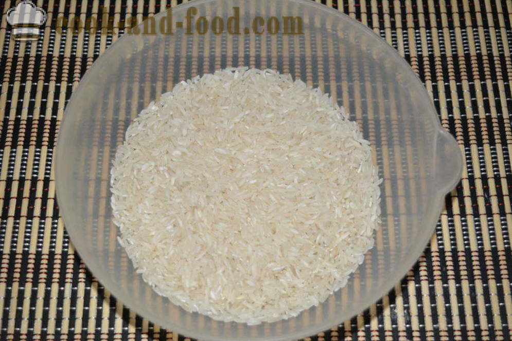Jeże smaczne mięso mielone z ryżem dla pary - jak gotować mięso z jeże ryżu w multivarka, krok po kroku przepis zdjęć