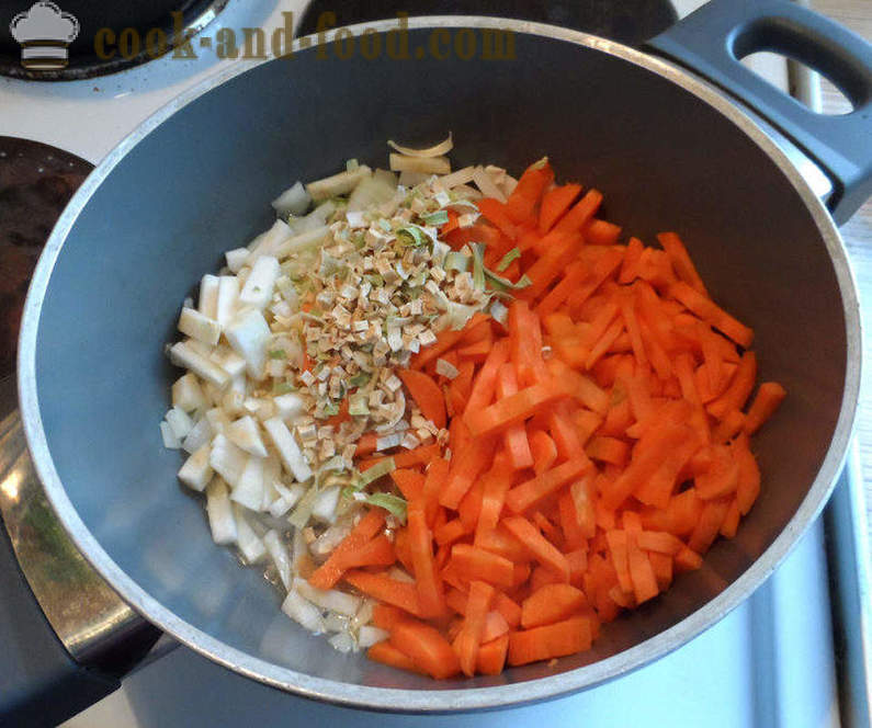 Dyni i soczewicy zupa - jak gotować zupę z soczewicy brązowym, krok po kroku przepis zdjęć