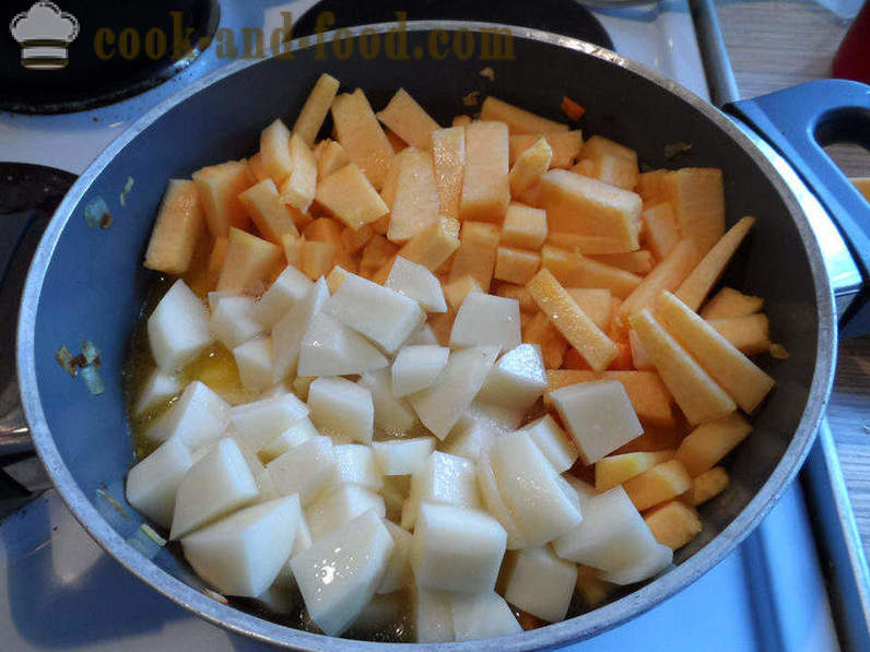 Dyni i soczewicy zupa - jak gotować zupę z soczewicy brązowym, krok po kroku przepis zdjęć
