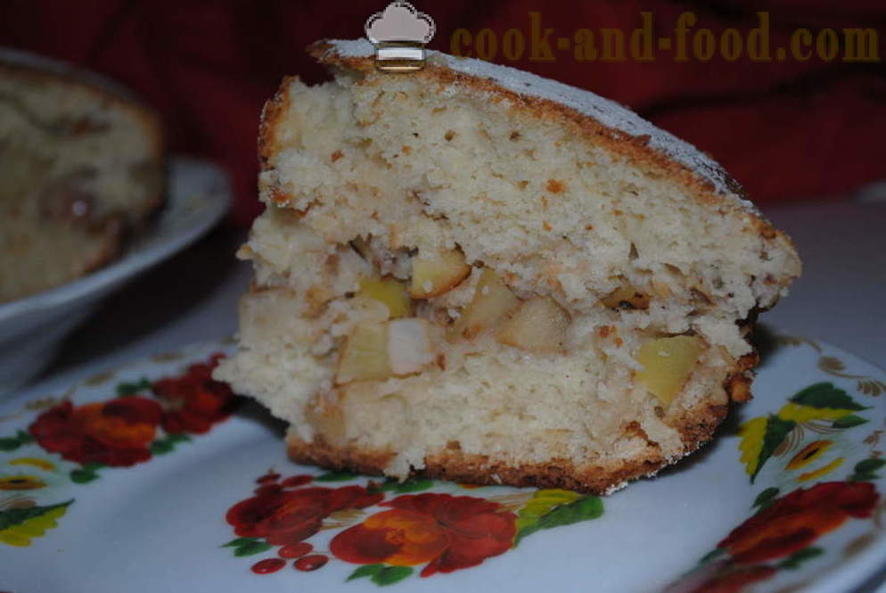 Ciasto na pierniki kefiru z jabłkami i orzechami - jak gotować ciasto z kefirem, krok po kroku przepis zdjęć