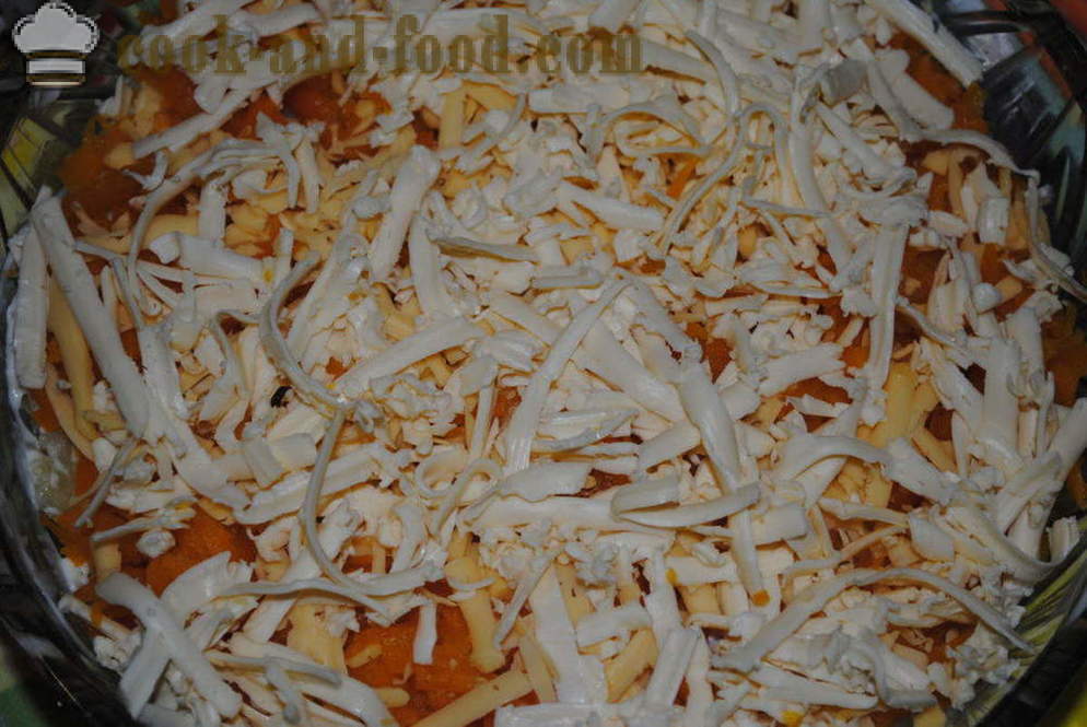 Puff sałatka z pieczarkami i serem - Jak przygotować sałatkę warstwową z grzybami, krok po kroku przepis zdjęć