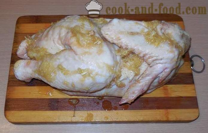 Kurczaka pieczone w tulei (półtuszy) - jako smaczne kurczaka pieczone w piekarniku, pieczonego kurczaka krokowej receptury ze zdjęciami