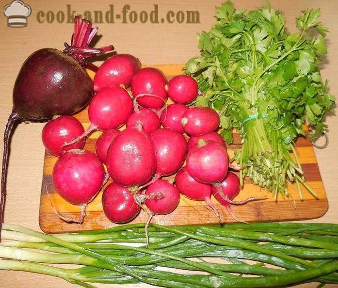 Marynowane rzodkiewki z buraków i zielonej cebuli - smaczne sałatki z rzodkiewką - przepis ze zdjęciem