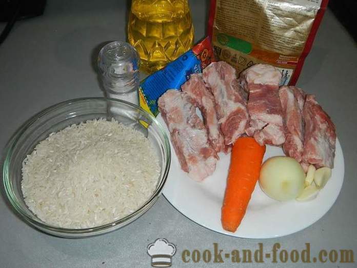 Mięso wieprzowe i ryż ostry w multivarka - jak gotować ryż z mięsem w multivarka, krok po kroku przepis ze zdjęciem.