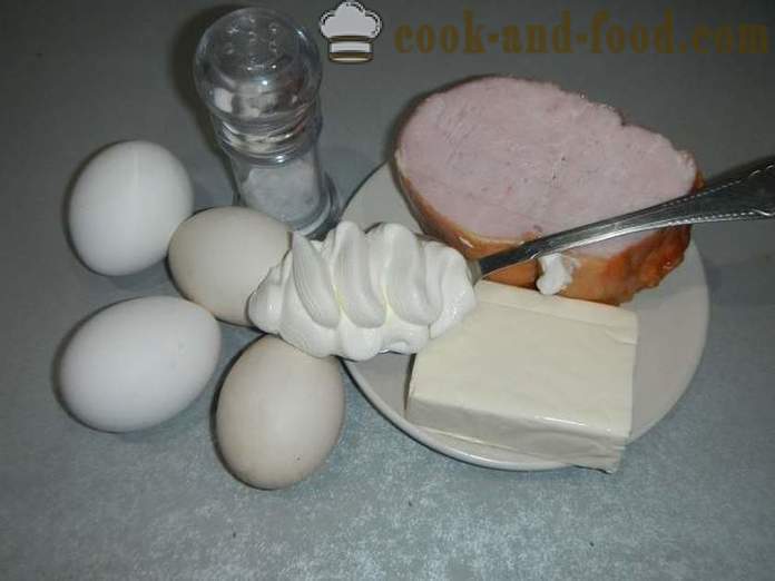 Rolka omlet z twarogiem i jesiotra - jak gotować omletny rolki z nadzieniem, krok po kroku przepis ze zdjęciem.