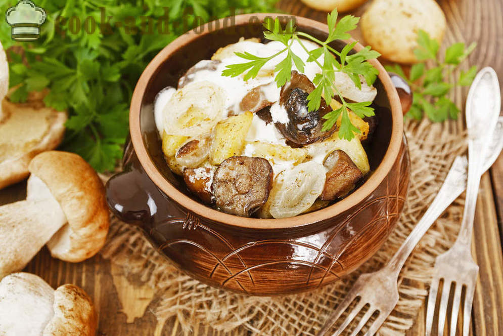 Przepis ziemniaków z grzybów, duszone w doniczce
